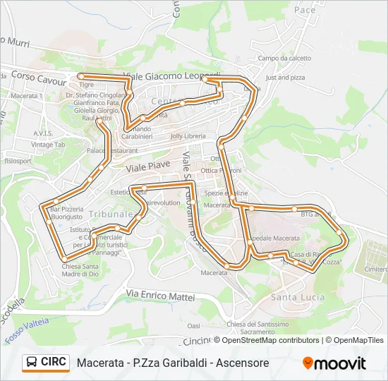 Percorso linea bus CIRC