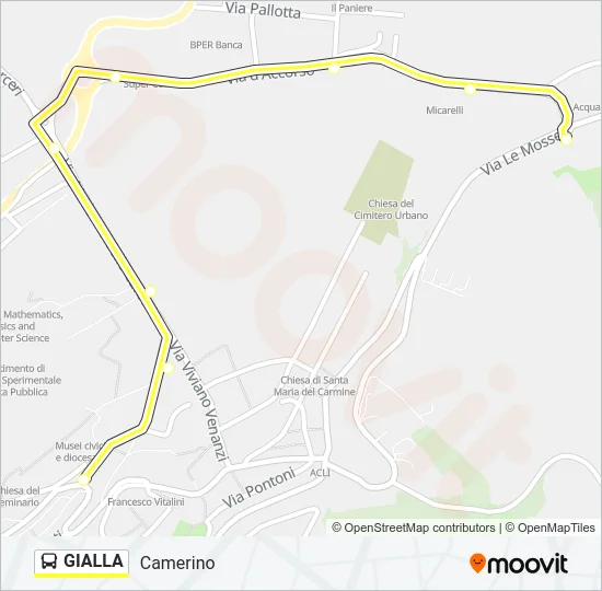 Percorso linea bus GIALLA