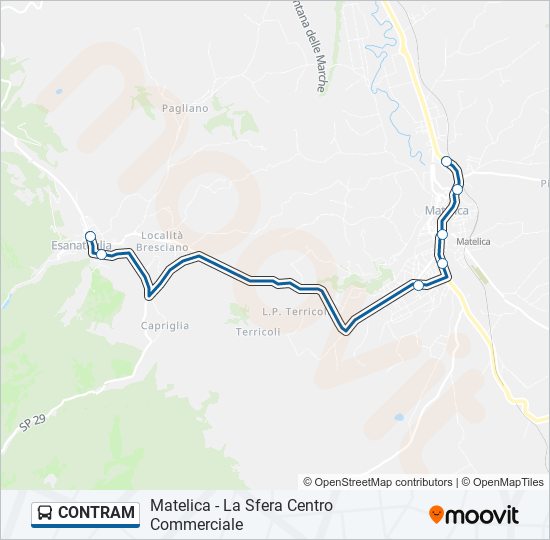 Percorso linea bus CONTRAM