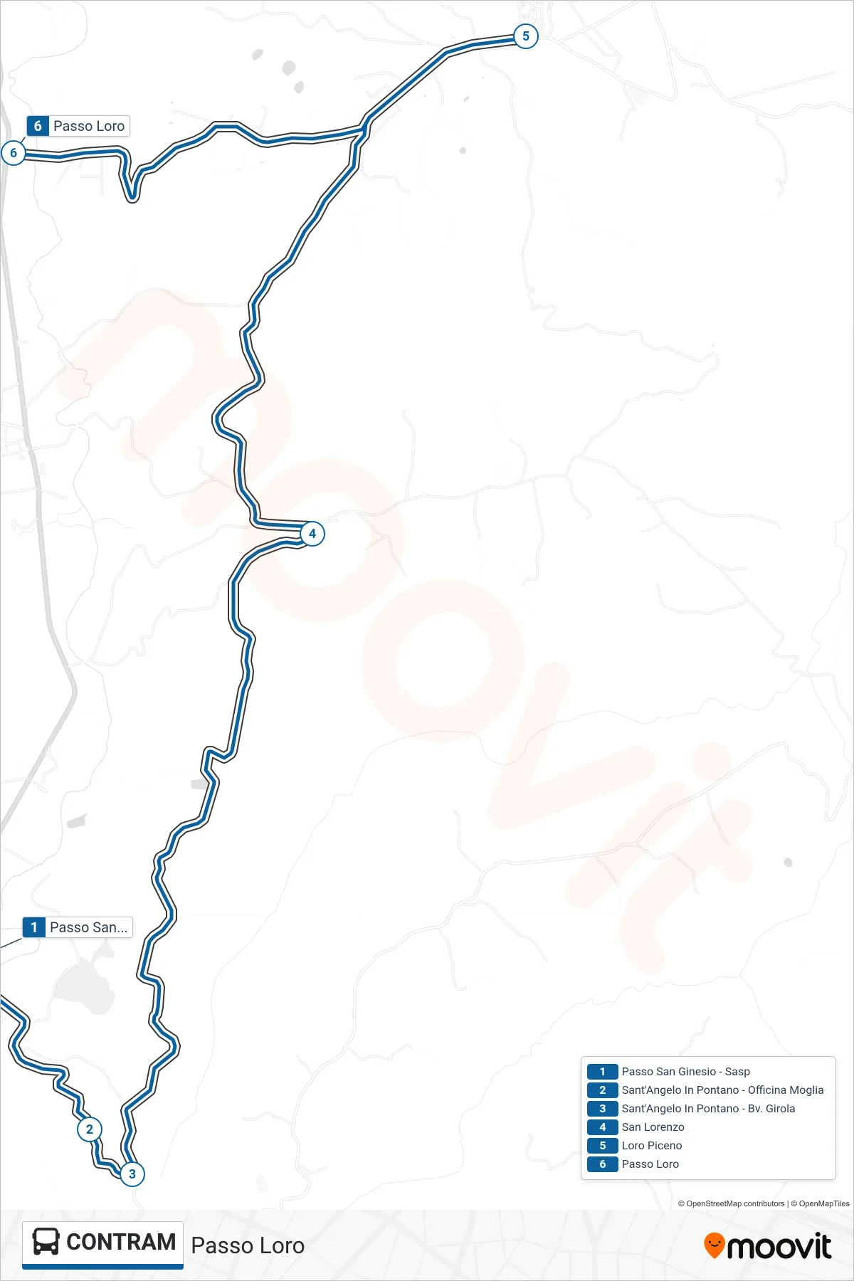 Linea CONTRAM bus (Passo Loro) - Percorsi e fermate sulla mappa