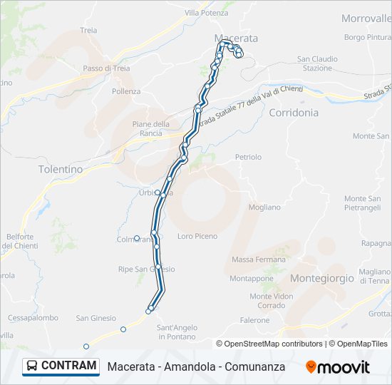 Percorso linea bus CONTRAM