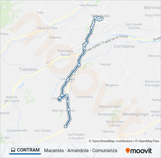 Percorso linea bus CONTRAM