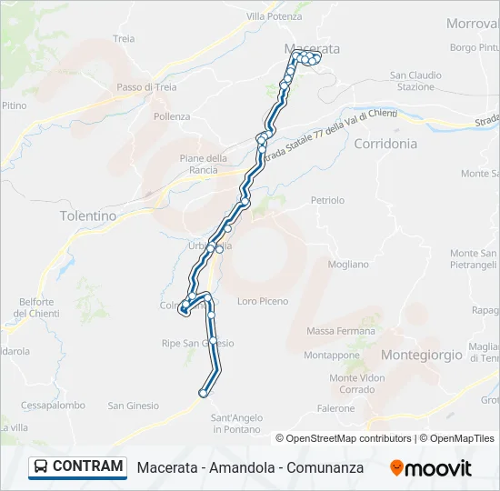 Percorso linea bus CONTRAM