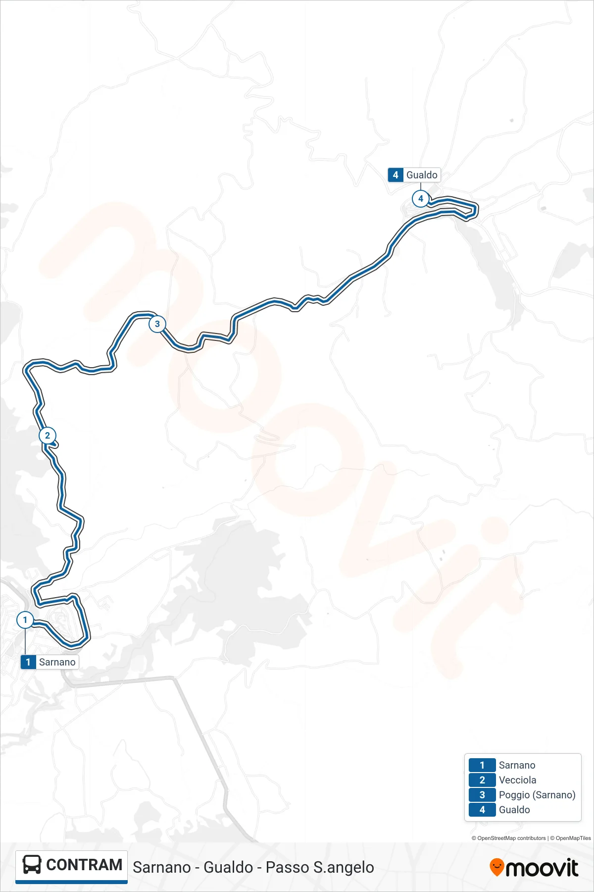 Linea CONTRAM bus (Gualdo) - Percorsi e fermate sulla mappa
