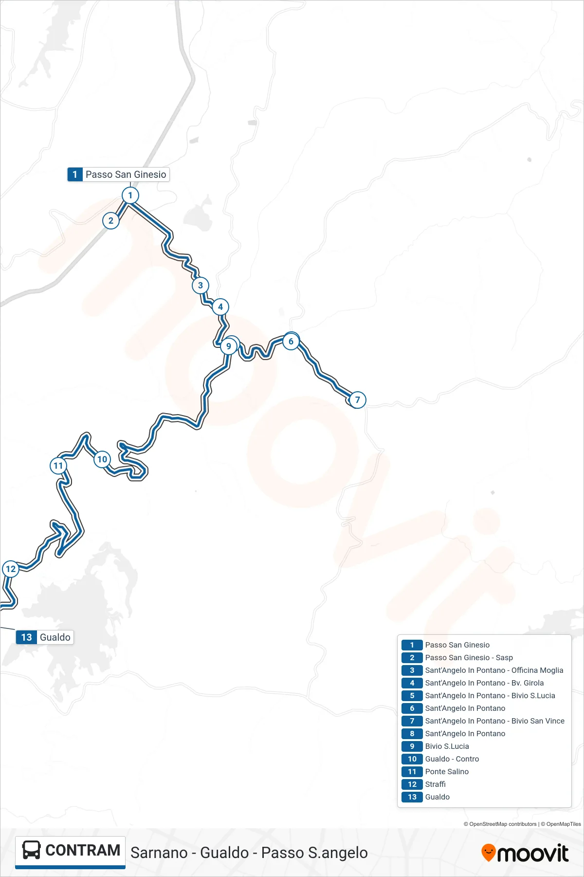 Linea CONTRAM bus (Gualdo) - Percorsi e fermate sulla mappa