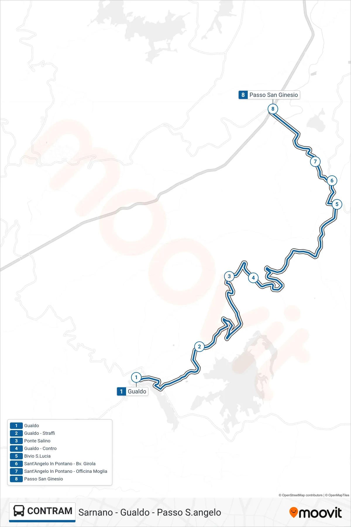 Linea CONTRAM  bus (Passo San Ginesio) - Percorsi e fermate sulla mappa