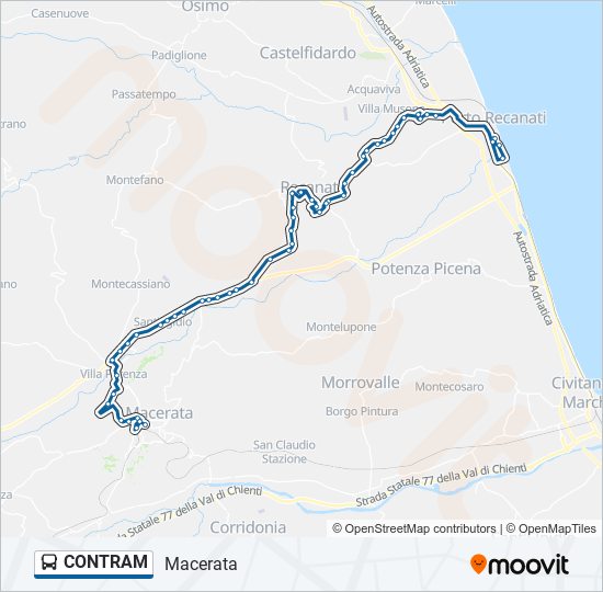 Percorso linea bus CONTRAM