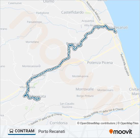 Percorso linea bus CONTRAM