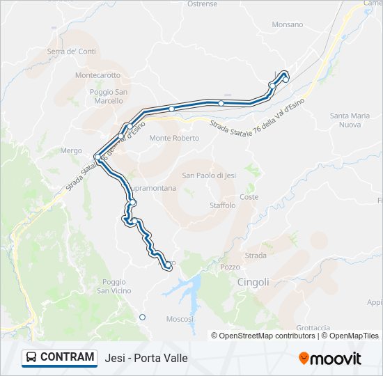 Percorso linea bus CONTRAM