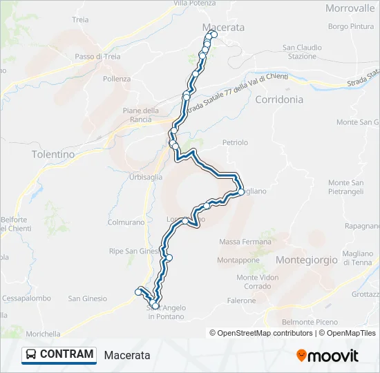 Percorso linea bus CONTRAM