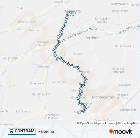 Percorso linea bus CONTRAM