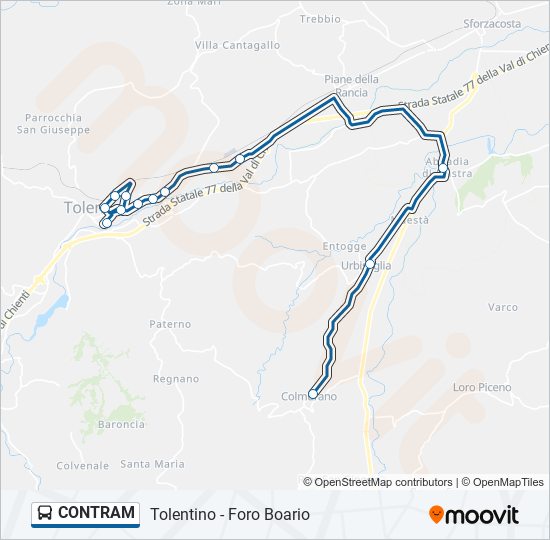 Percorso linea bus CONTRAM