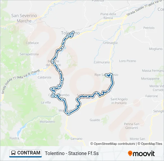 Percorso linea bus CONTRAM