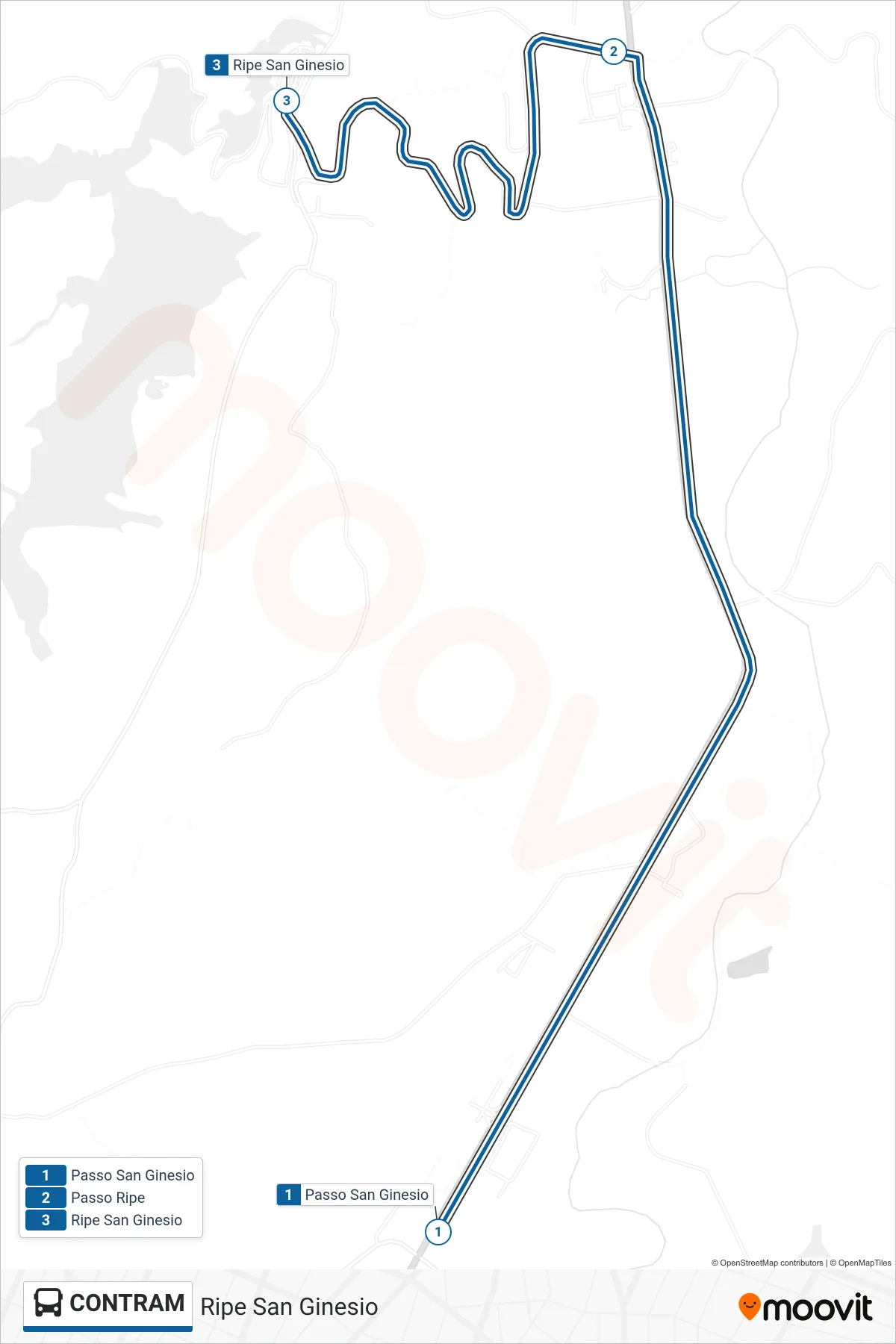 Linea CONTRAM  bus (Ripe San Ginesio) - Percorsi e fermate sulla mappa