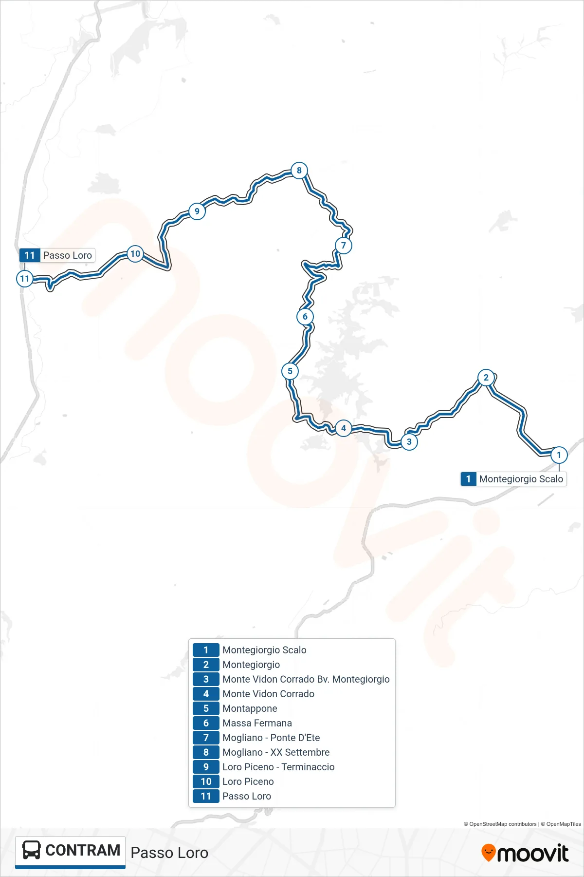 Linea CONTRAM bus (Passo Loro) - Percorsi e fermate sulla mappa