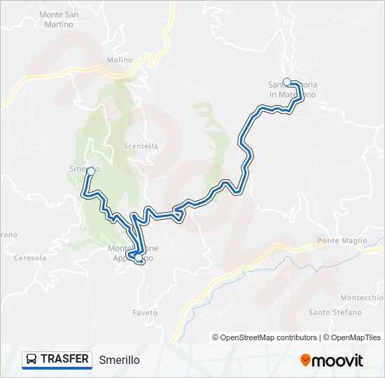 Percorso linea bus TRASFER
