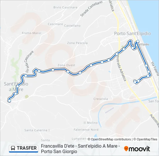 Percorso linea bus TRASFER