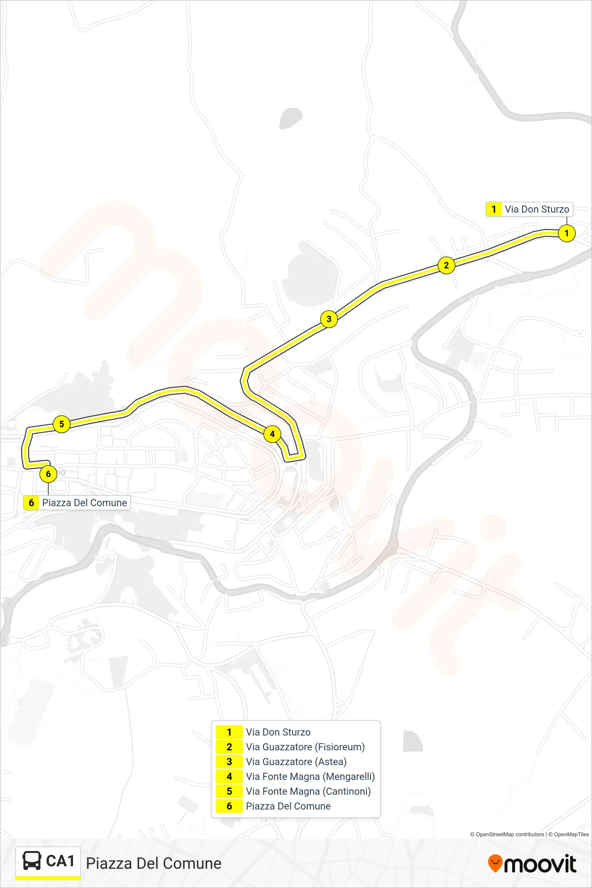 Linea CA1  bus (Piazza Del Comune) - Percorsi e fermate sulla mappa