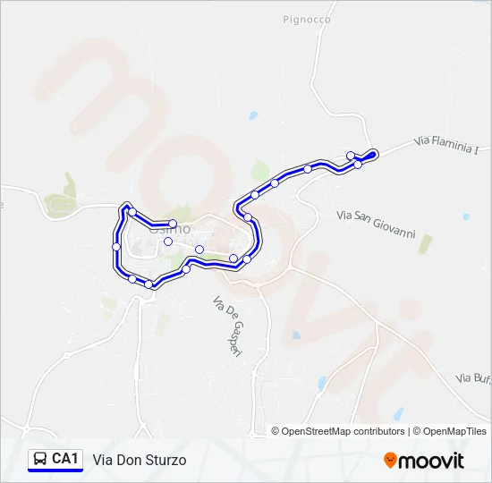 Percorso linea bus CA1