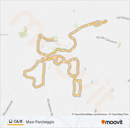 Percorso linea bus CA/B