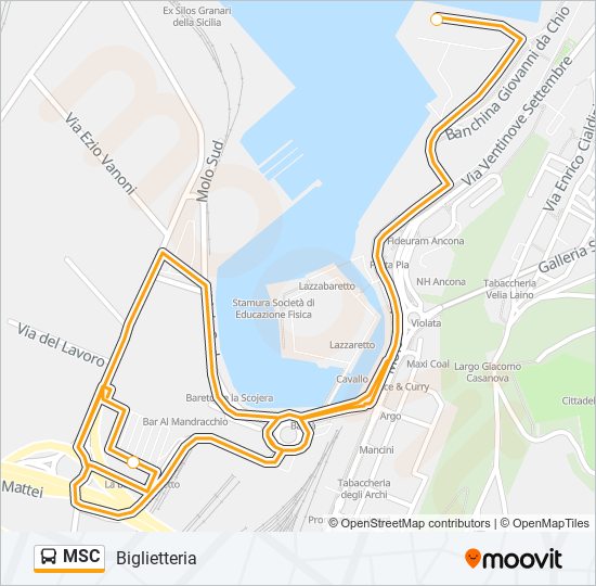 Percorso linea bus MSC