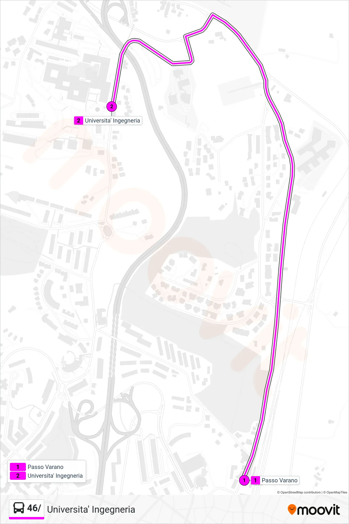 Linea 46/ bus (Universita' Ingegneria) - Percorsi e fermate sulla mappa
