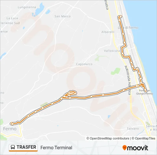 Percorso linea bus TRASFER