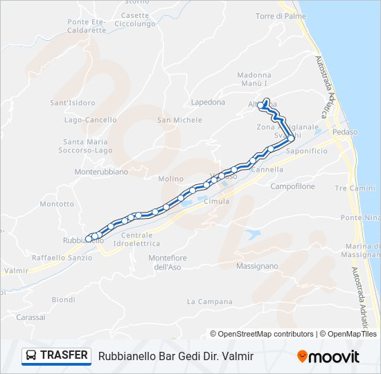 Percorso linea bus TRASFER
