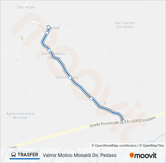 Percorso linea bus TRASFER