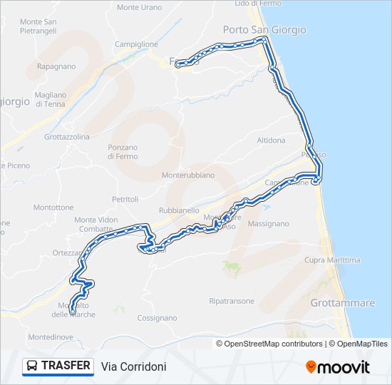Percorso linea bus TRASFER