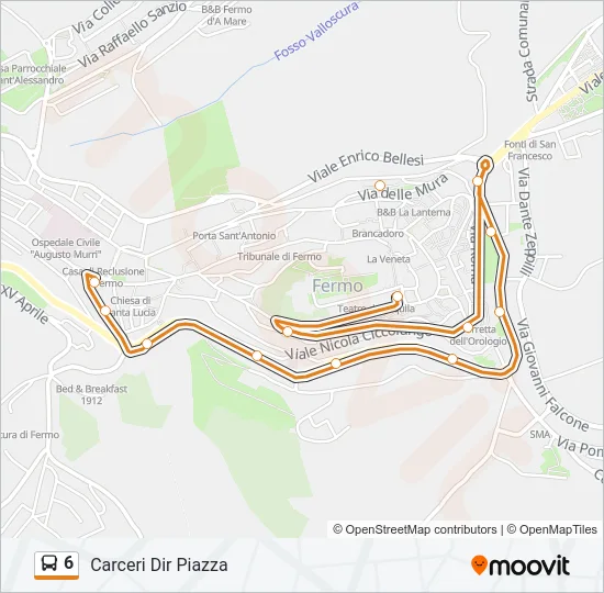 Percorso linea bus 6