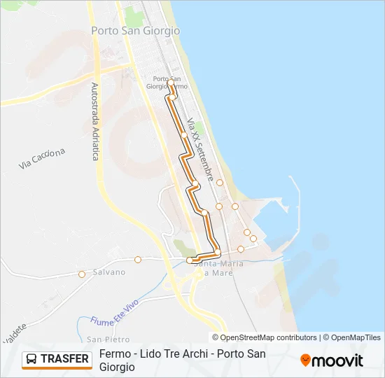 Percorso linea bus TRASFER
