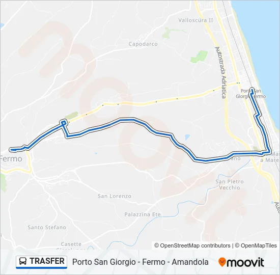 Percorso linea bus TRASFER