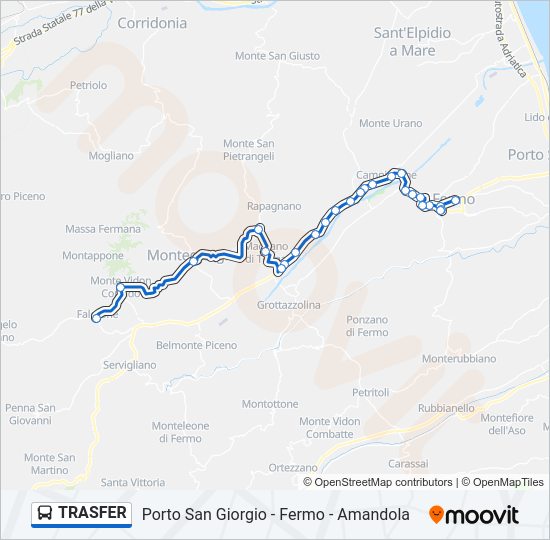 Percorso linea bus TRASFER