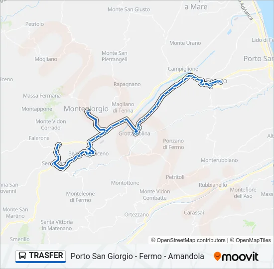 Percorso linea bus TRASFER