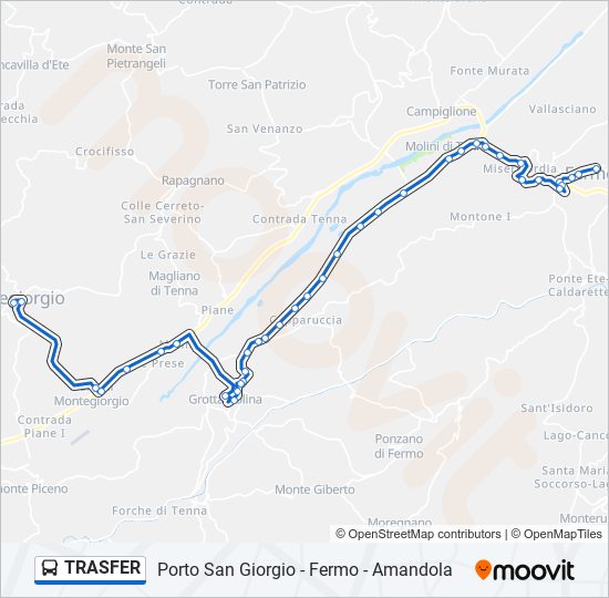 Percorso linea bus TRASFER