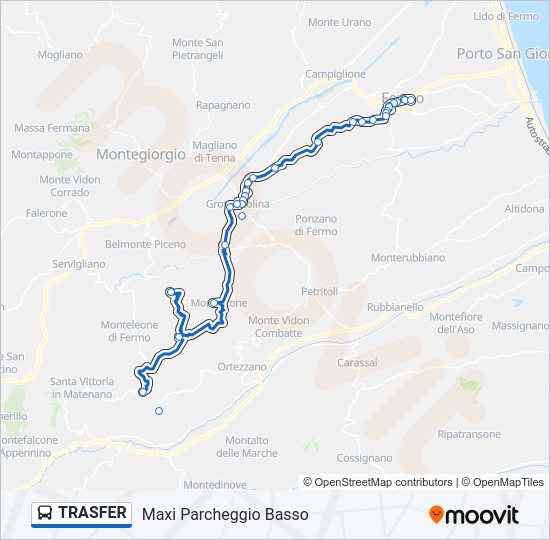 Percorso linea bus TRASFER