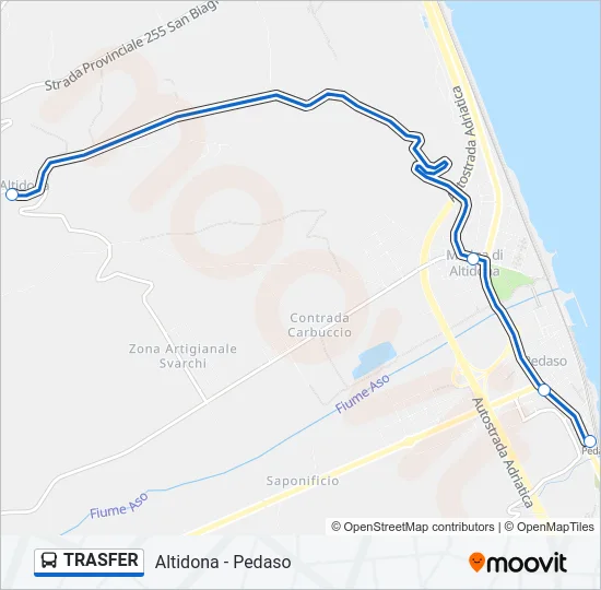 Percorso linea bus TRASFER