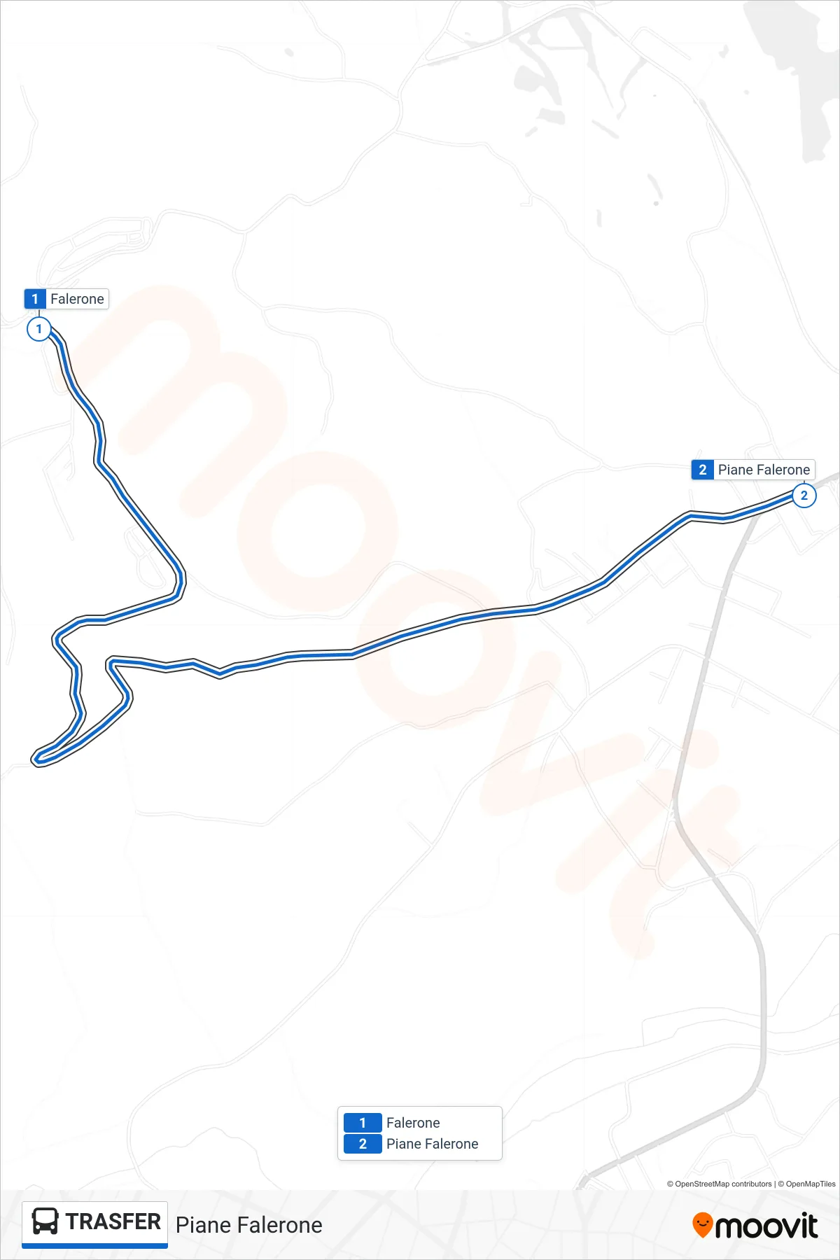 Linea TRASFER bus (Piane Falerone) - Percorsi e fermate sulla mappa