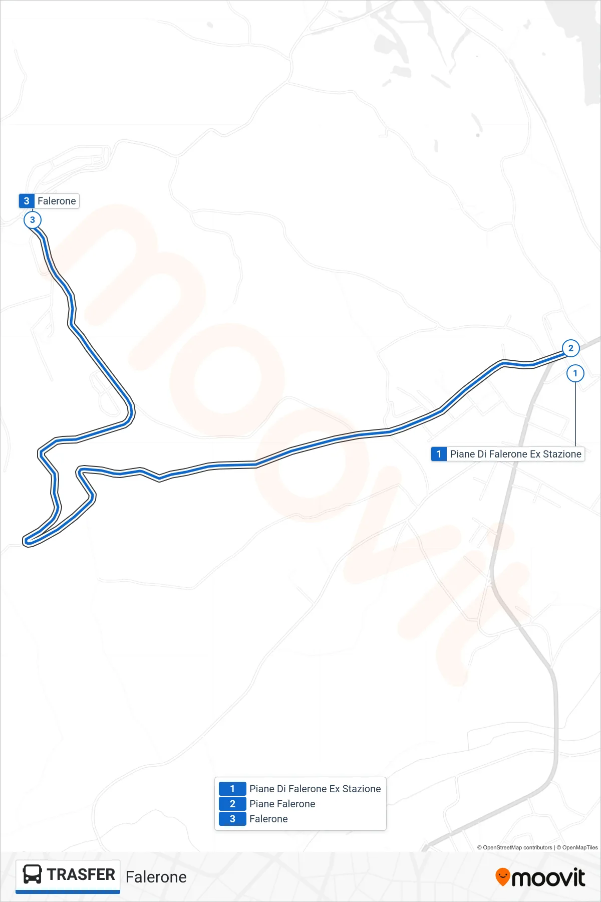 Linea TRASFER  bus (Falerone) - Percorsi e fermate sulla mappa