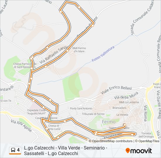 Percorso linea bus 4