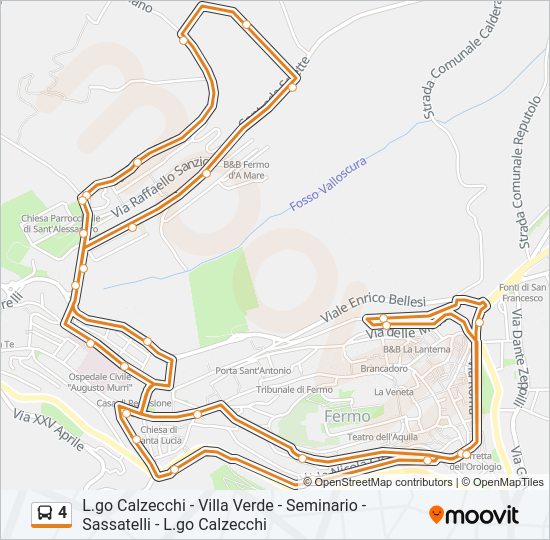 Percorso linea bus 4