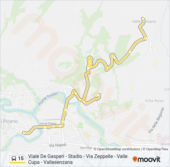 Percorso linea bus 15