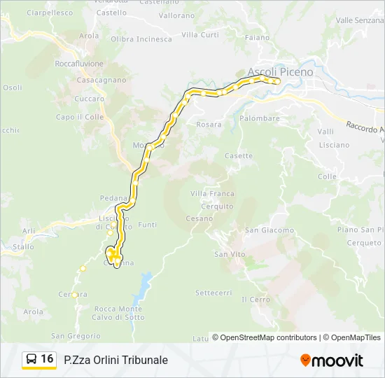 16 Bus Line Map