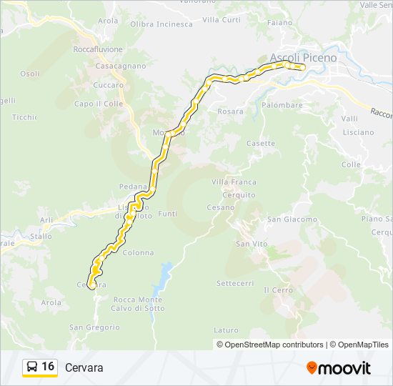 Percorso linea bus 16