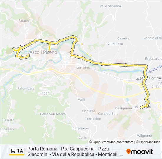 1A bus Line Map