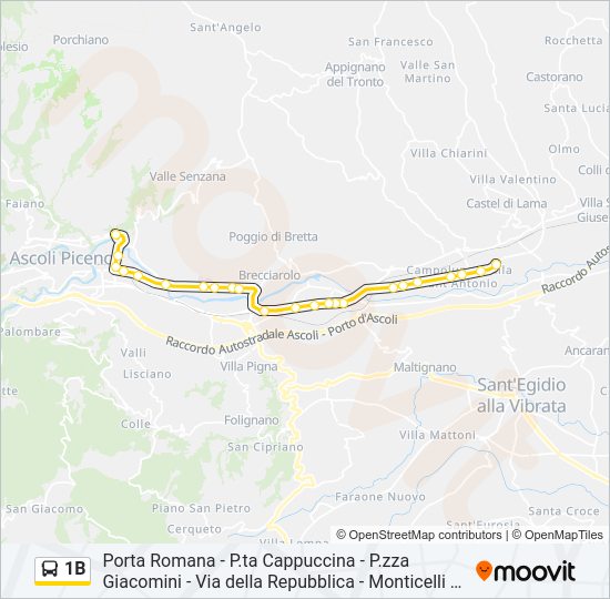 Percorso linea bus 1B