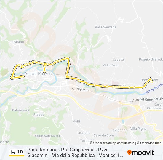 Percorso linea bus 1D