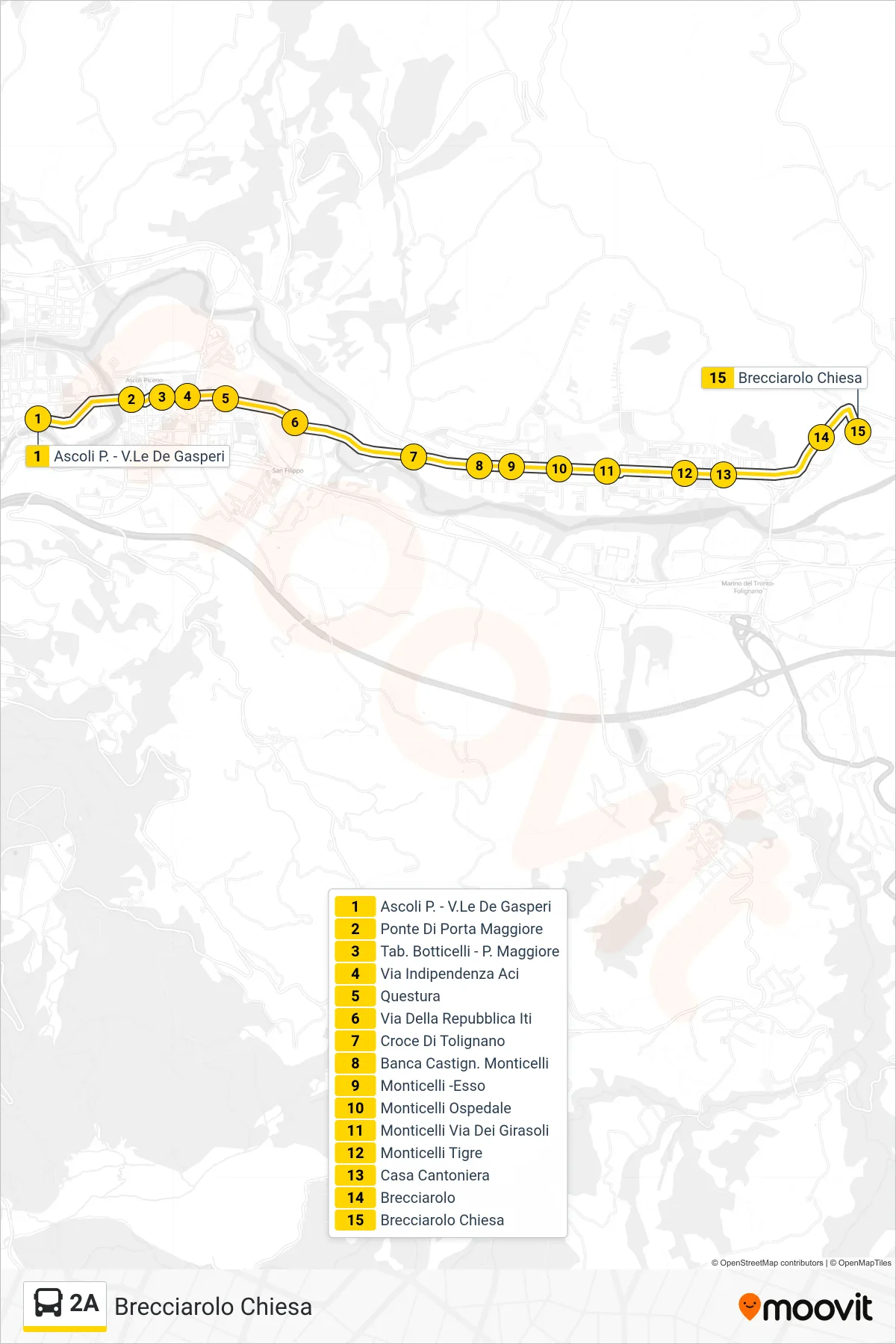Linea 2A bus (Brecciarolo Chiesa) - Percorsi e fermate sulla mappa