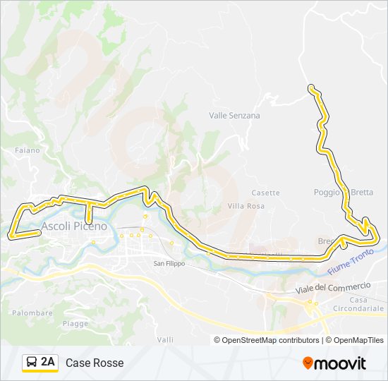 Percorso linea bus 2A